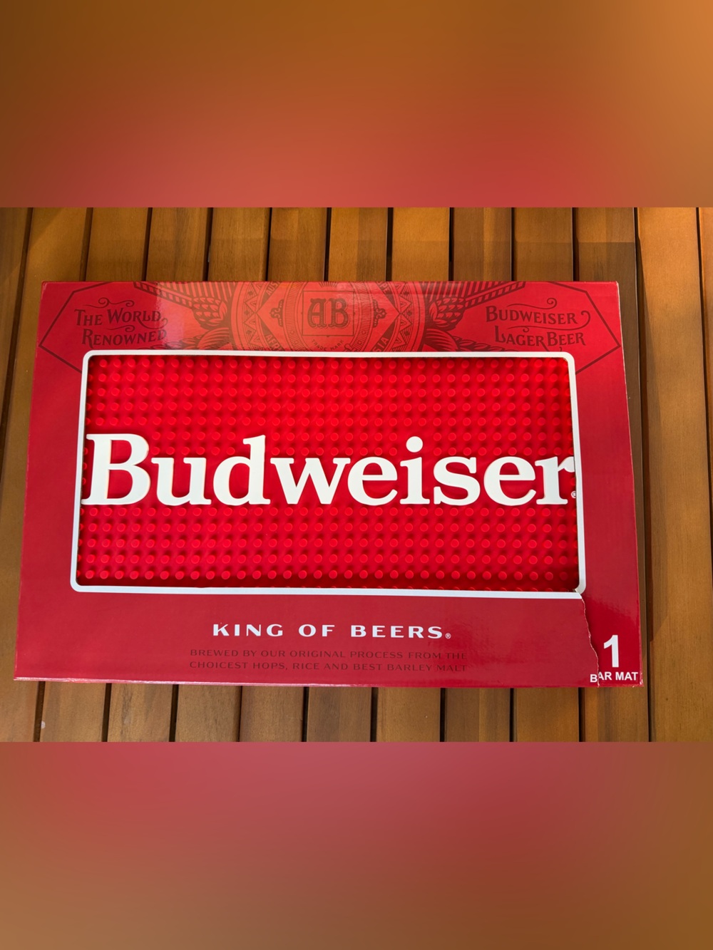 Budweiser Red and White Bar Mat